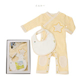 yuga ボーダー・ロンパース+今治スタイの箱入り２点セット